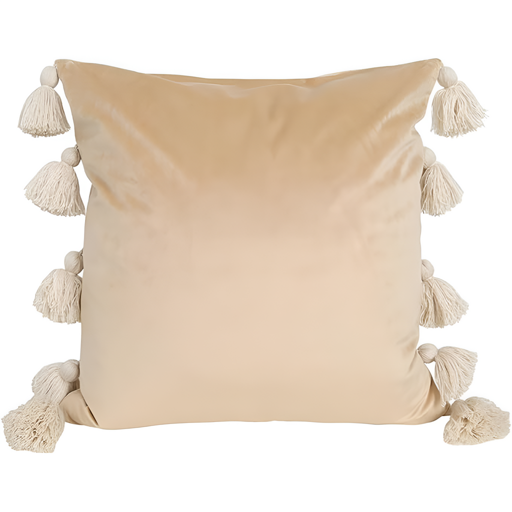 Housse de coussin bohème à pompons