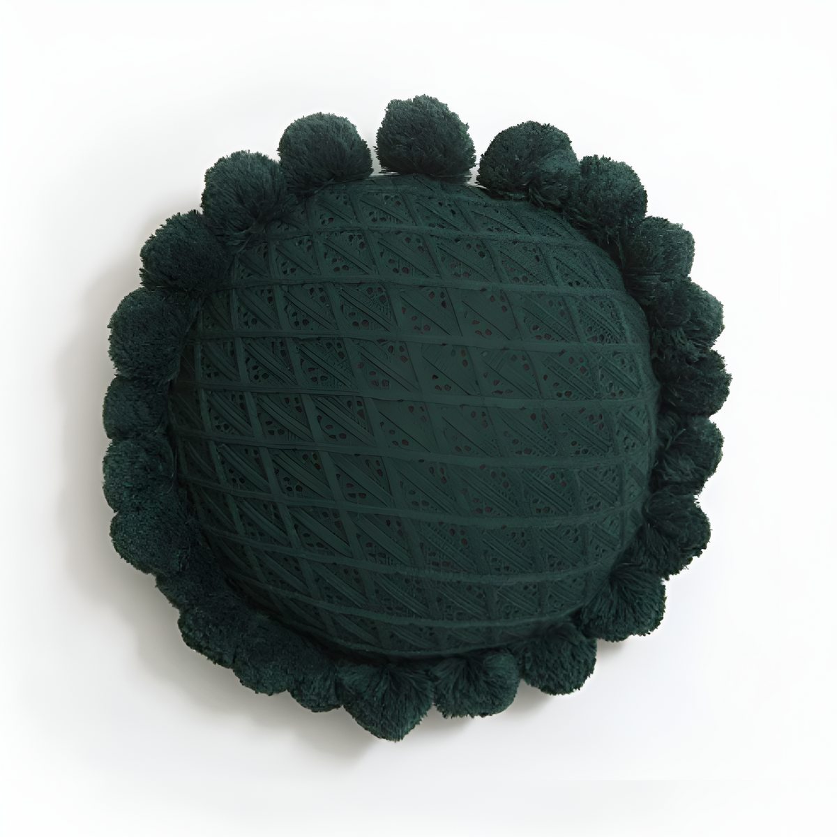 Coussin tournesol à pompons