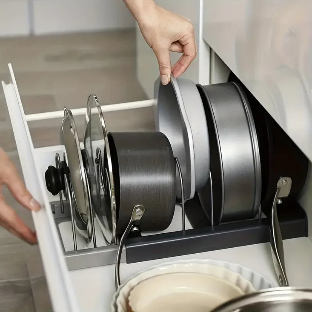 Support extensible pour casseroles et poêles