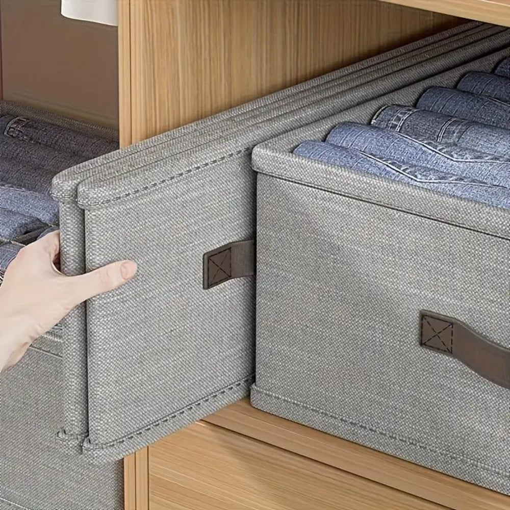Panier de rangement gris moderne en lin