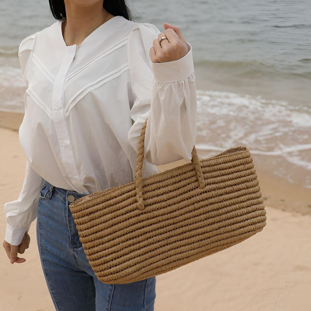 Sac cabas en paille tressée