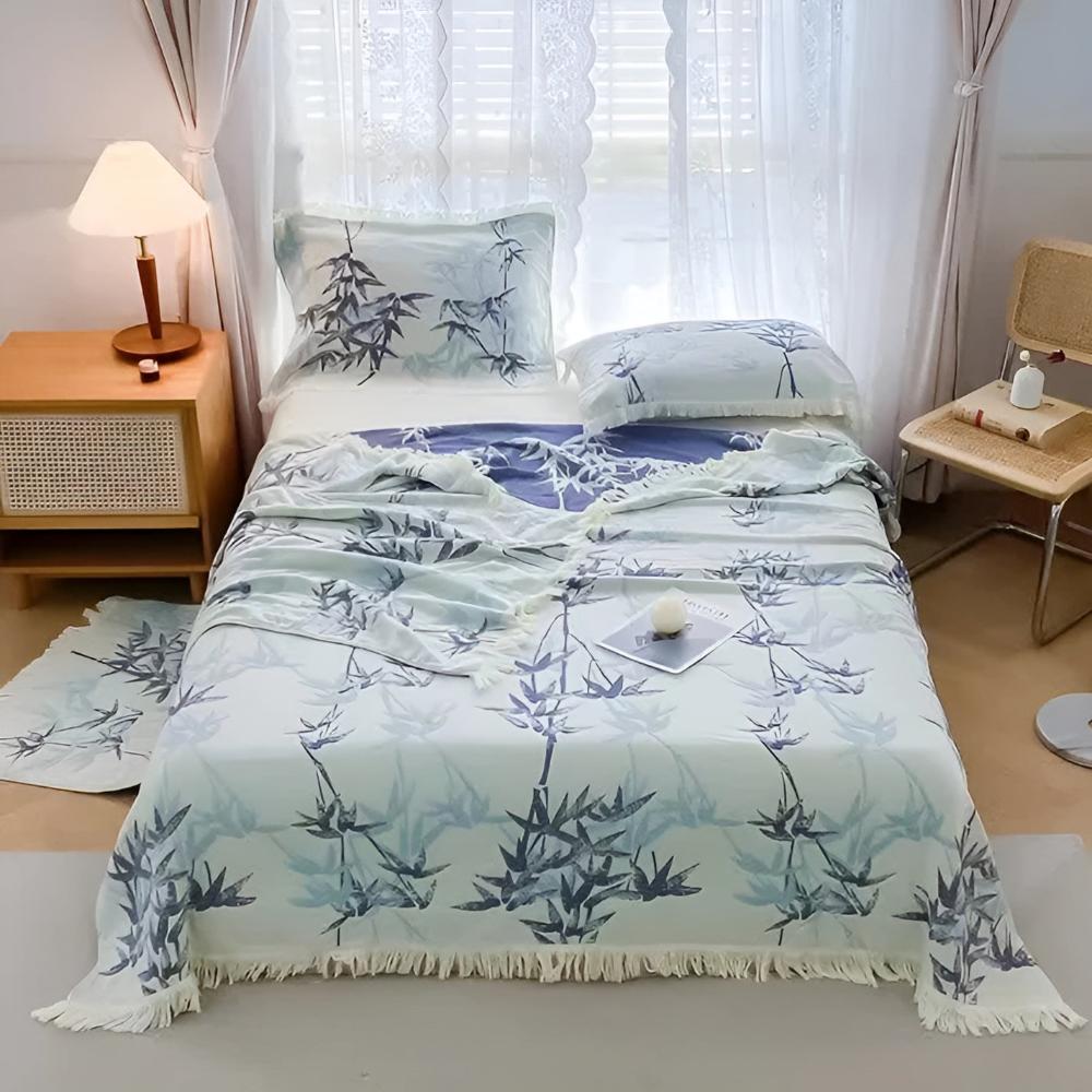 Plaid jacquard réversible bambou et coton
