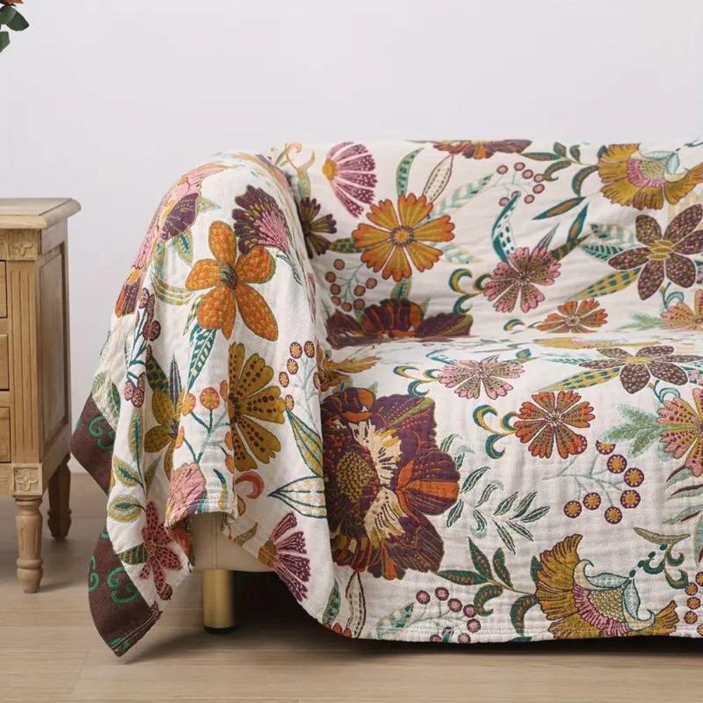 Plaid en coton fleuri Charm