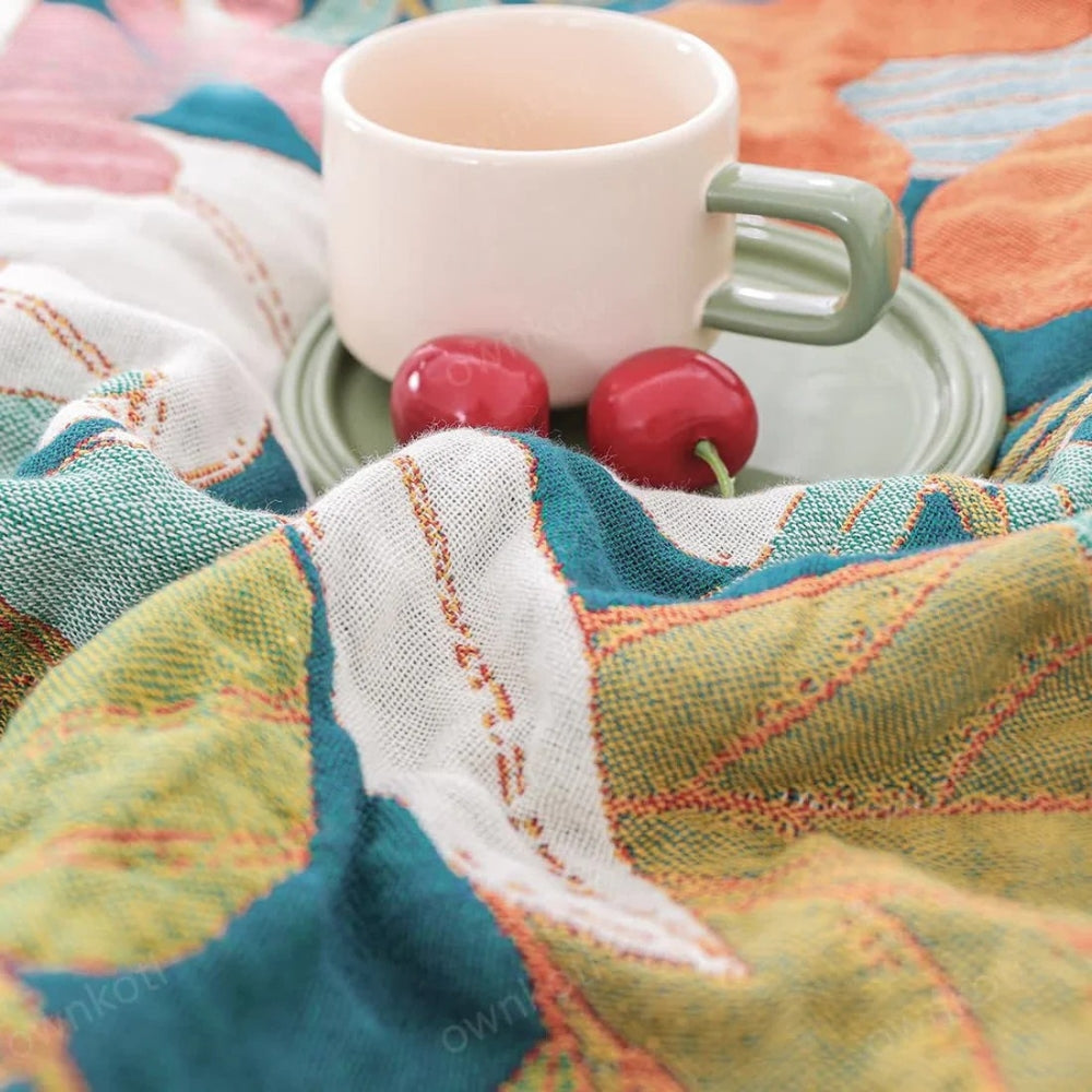Plaid en gaze de coton inspiration jardin