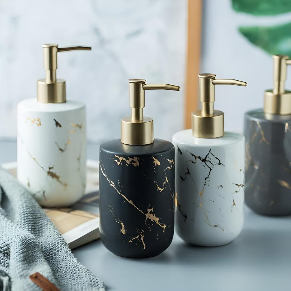 Distributeur luxueux marbre et or – Midnight Noir