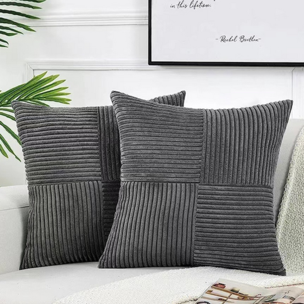Housse de coussin rustique en velours côtelé