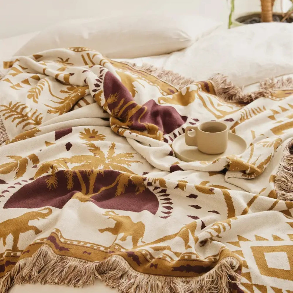 Plaid tricoté en coton géométrique boho Azura
