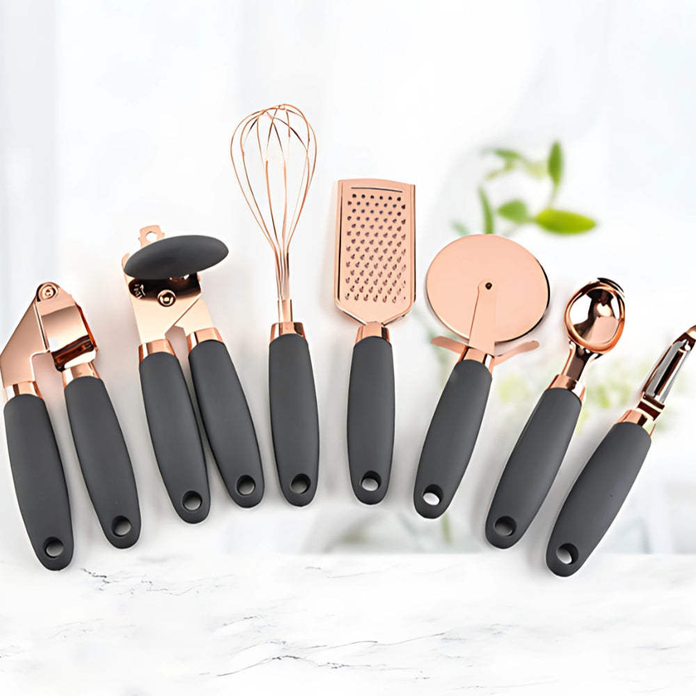 Set de cuisine 7 pièces or rose
