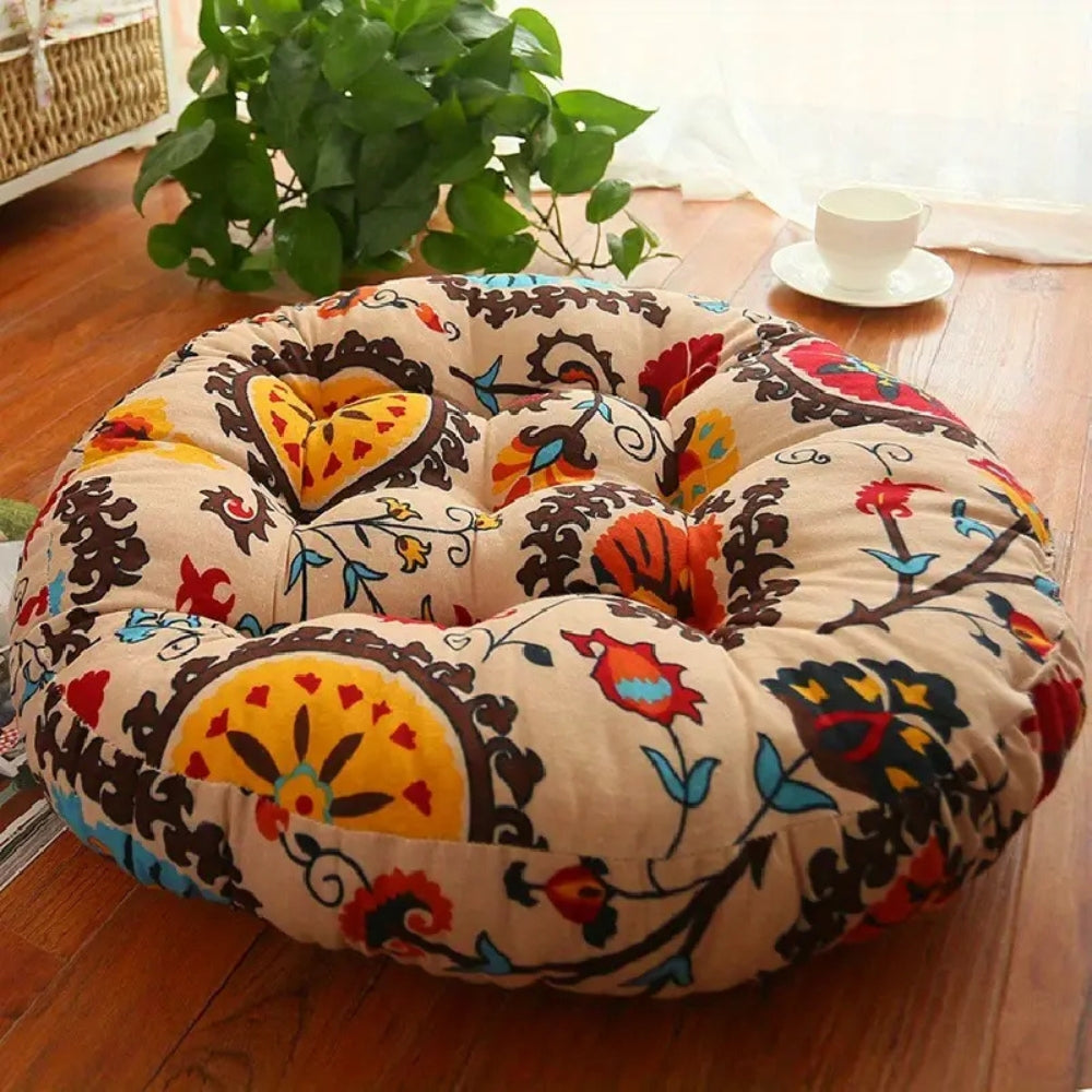 Coussin boho rond polyvalent – Sunflower