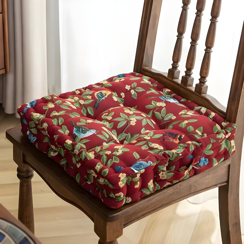 Coussin oiseaux et feuilles