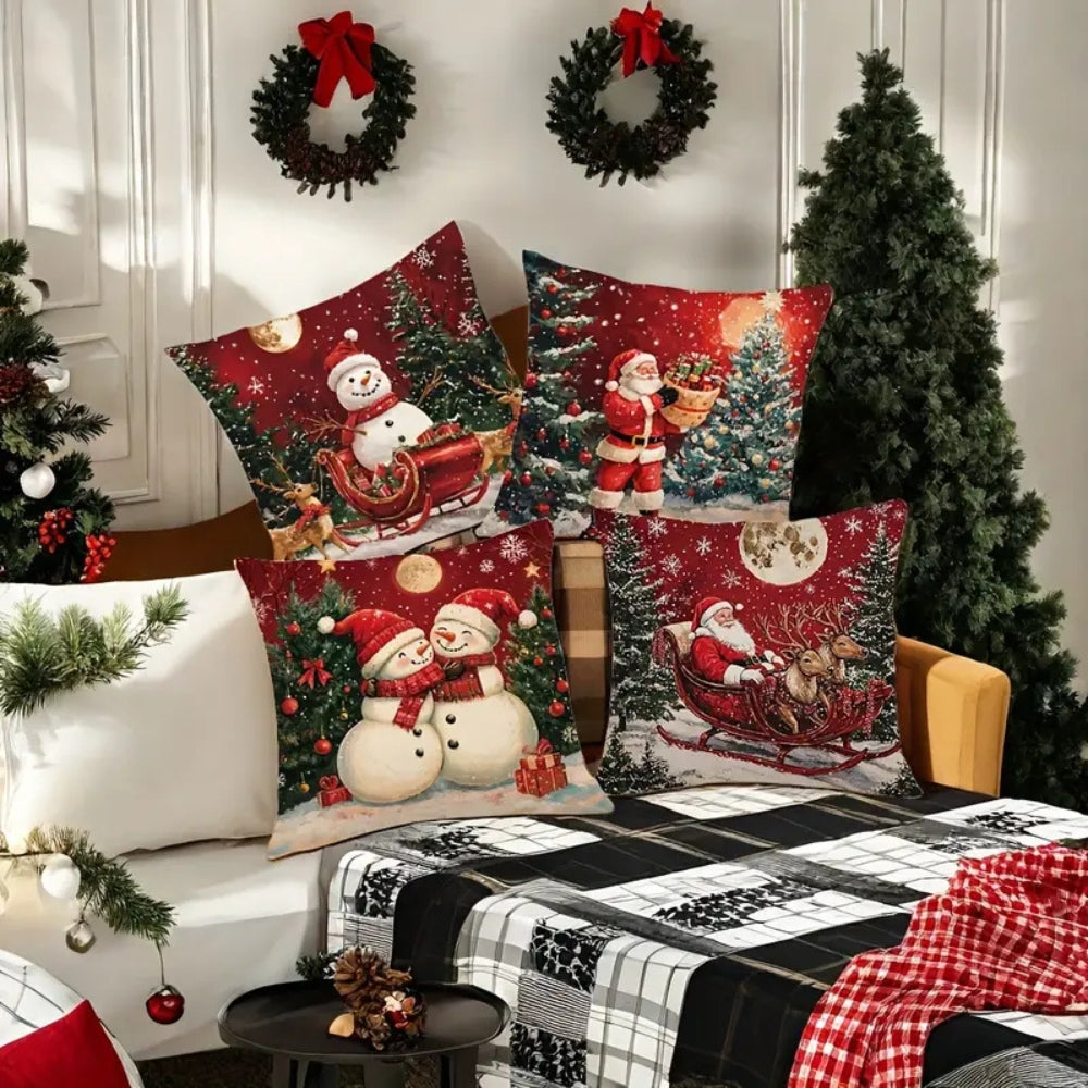 Housse de coussin traîneau du Père Noël