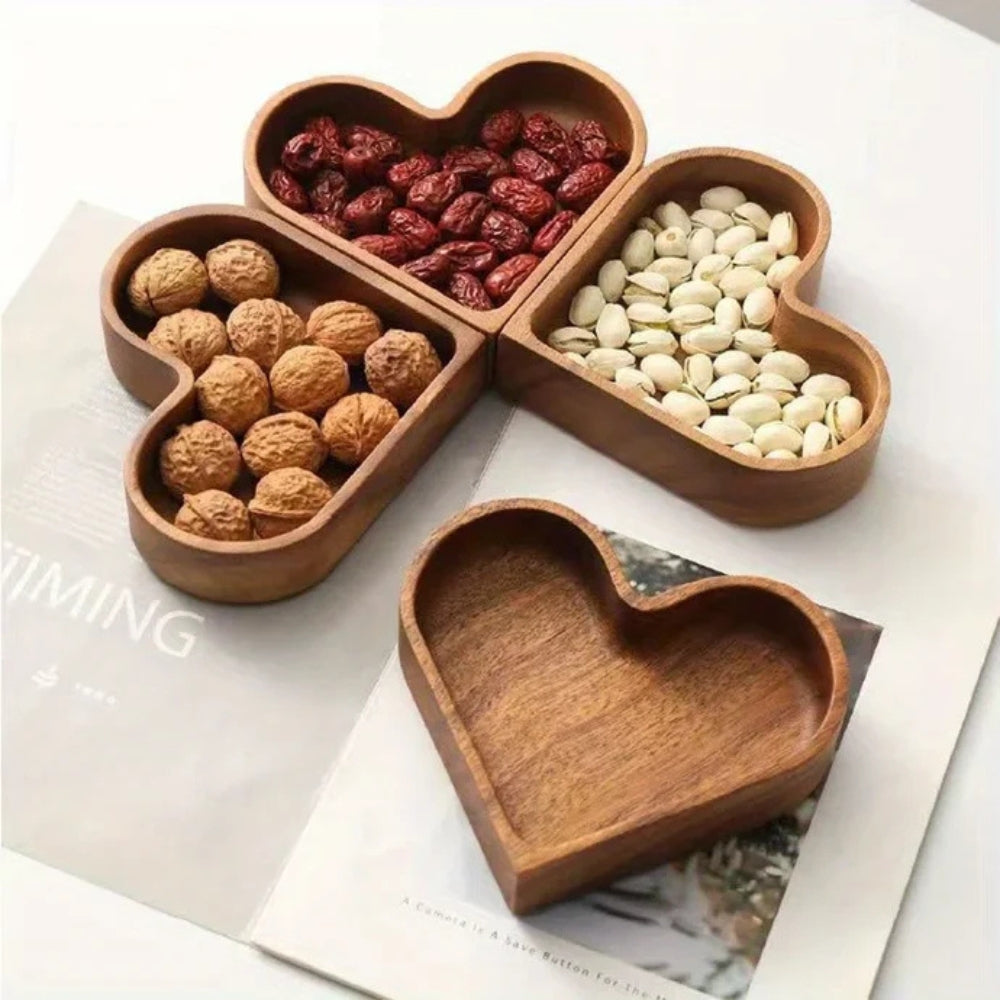 Collection de plateaux à snacks cœur rustique | 4 pièces