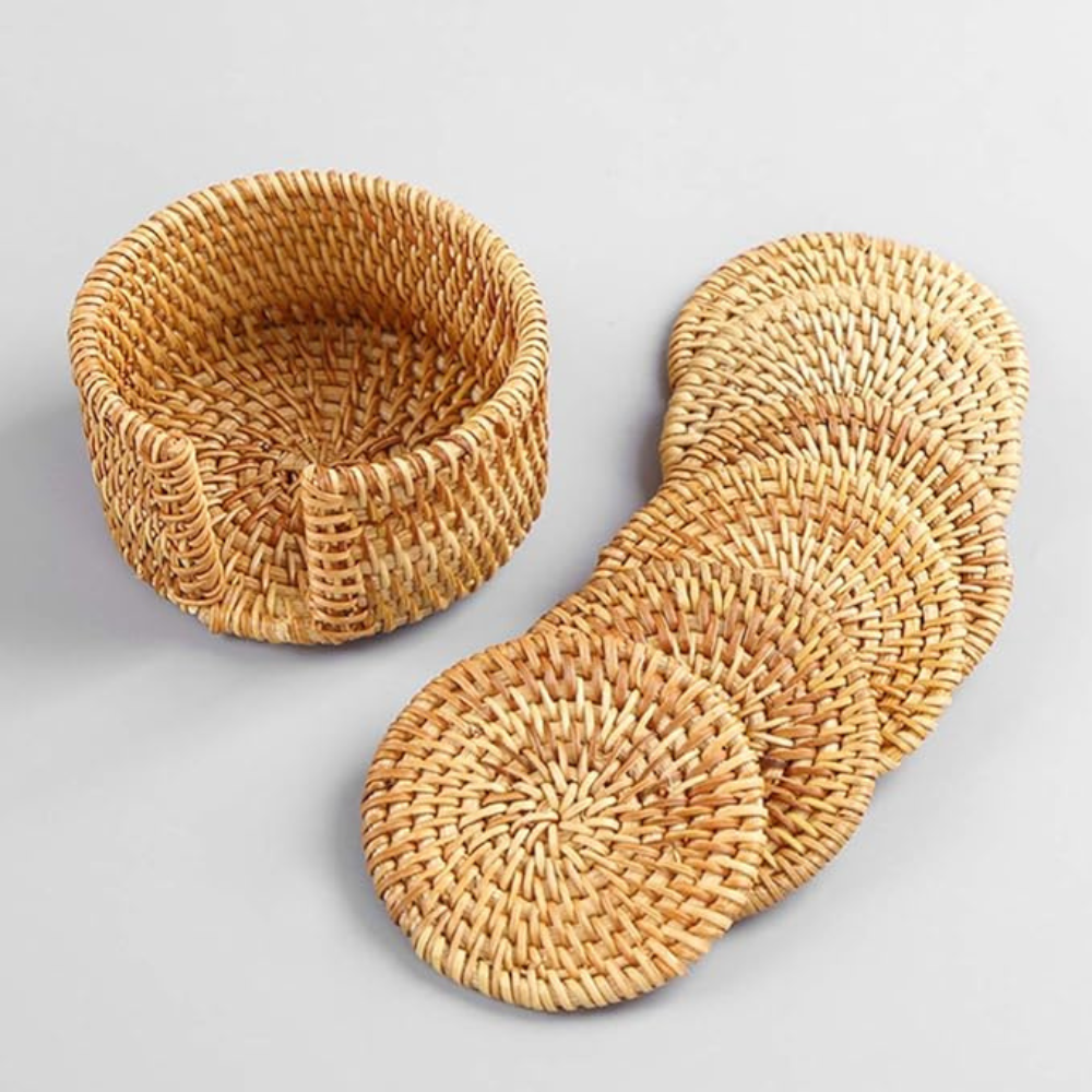 Sous-verres en rotin fait main | Lot de 6