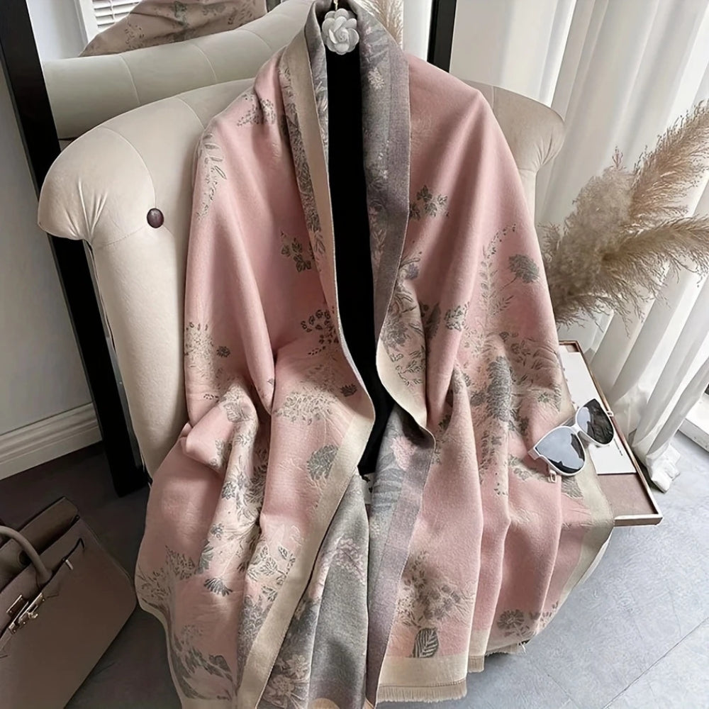 Écharpe double face fleurie Nuvé – Rose Mist