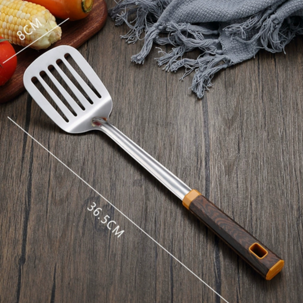Ustensiles en inox effet bois | Lot de 6