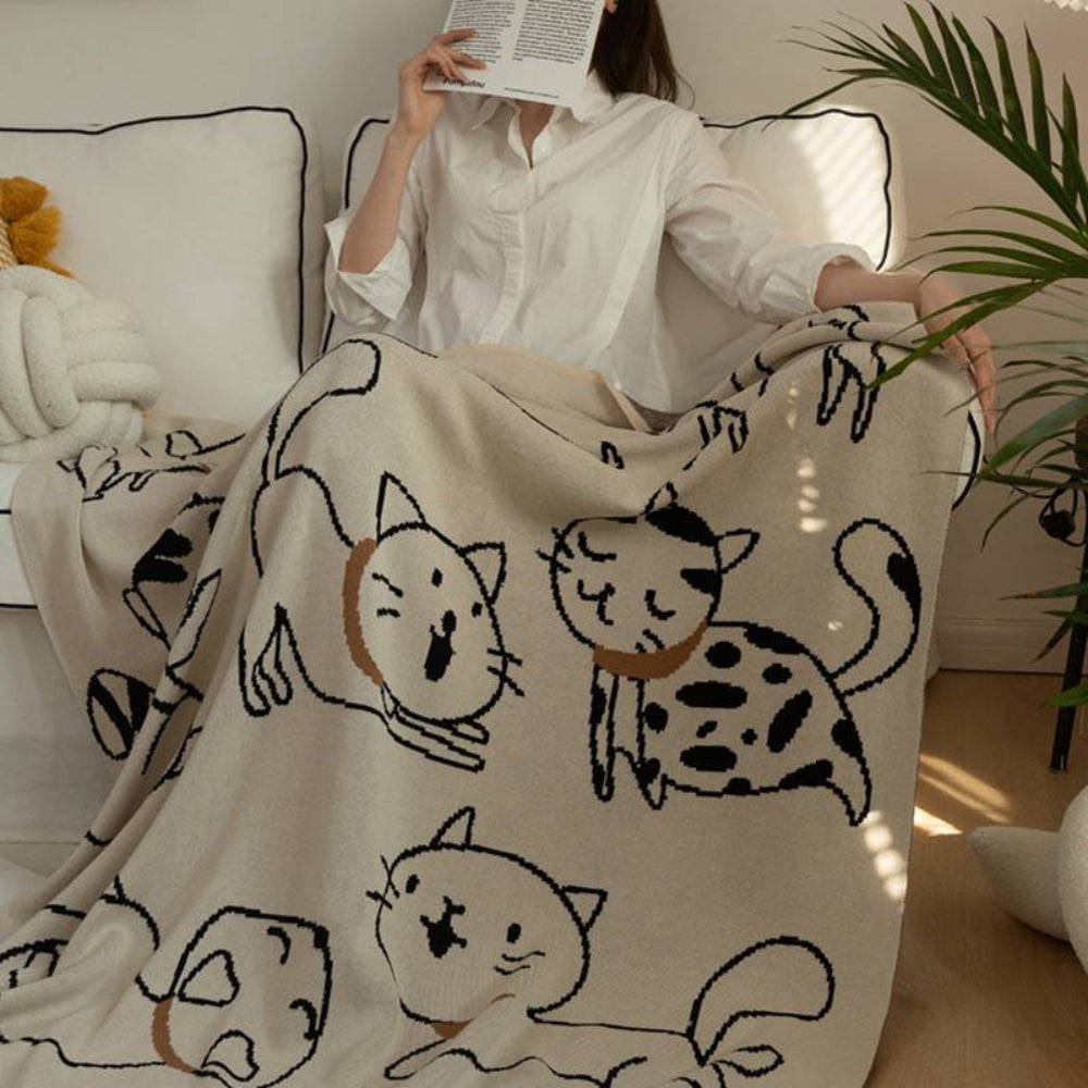 Plaid en coton Purrsoft motif chats – 51"x67"