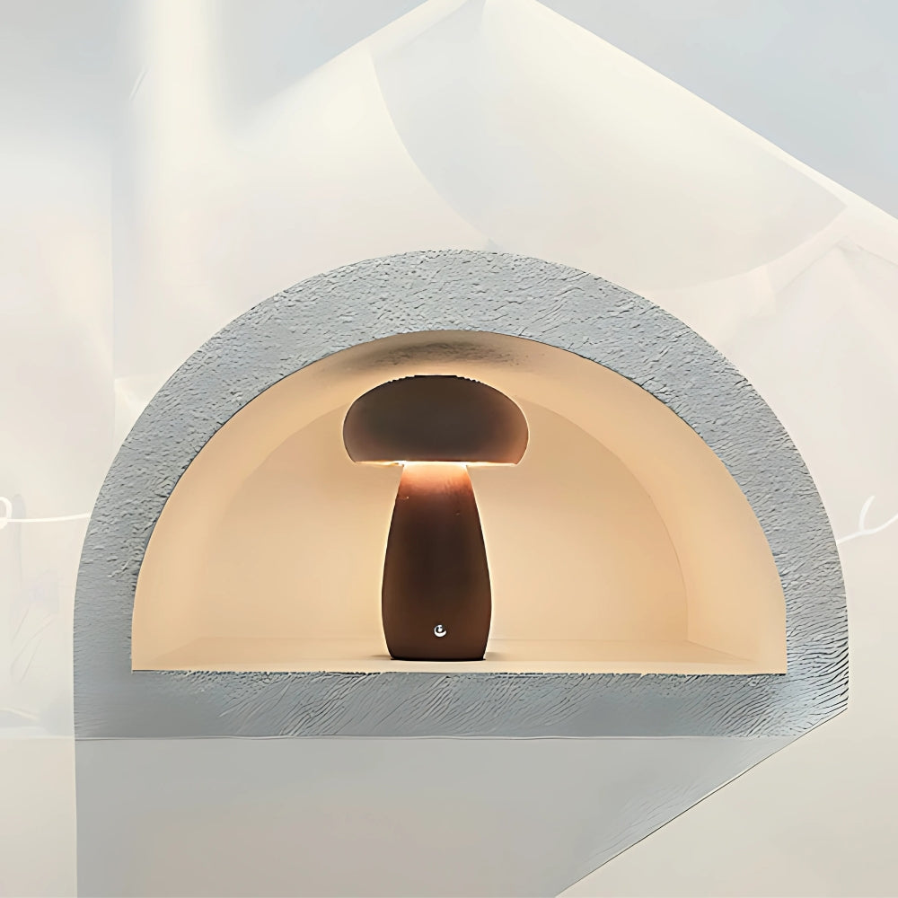 Lampe champignon en bois
