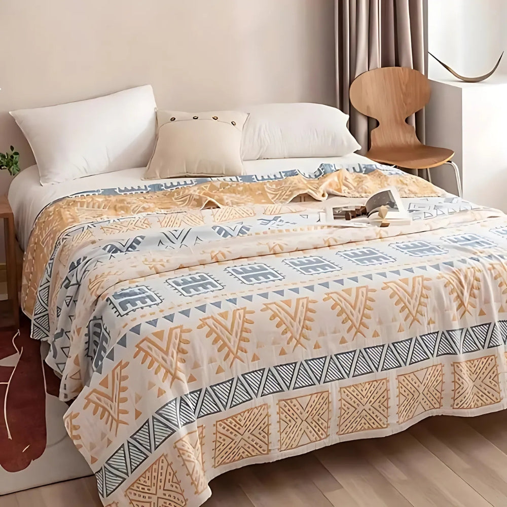 Plaid en pur coton motif aztèque – 59"x79"