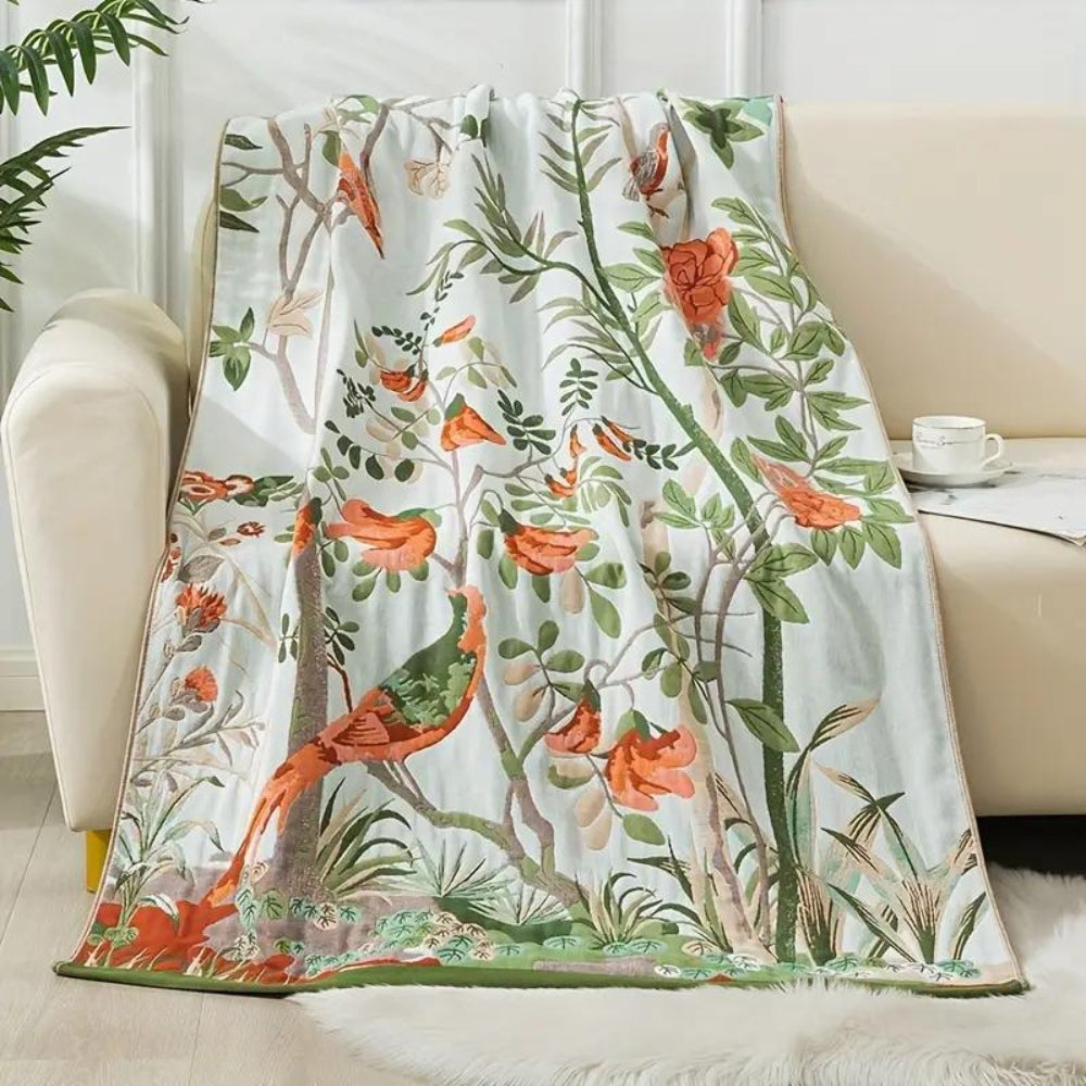 Serviette de bain en coton à fleurs