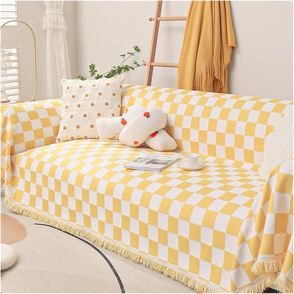 Housse de canapé damier anti-griffures