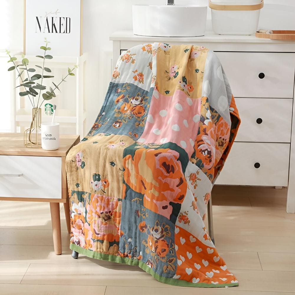 Serviette d'été imprimé roses