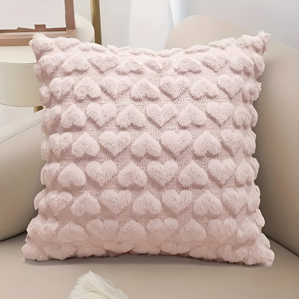 Housse de coussin cœur moelleuse