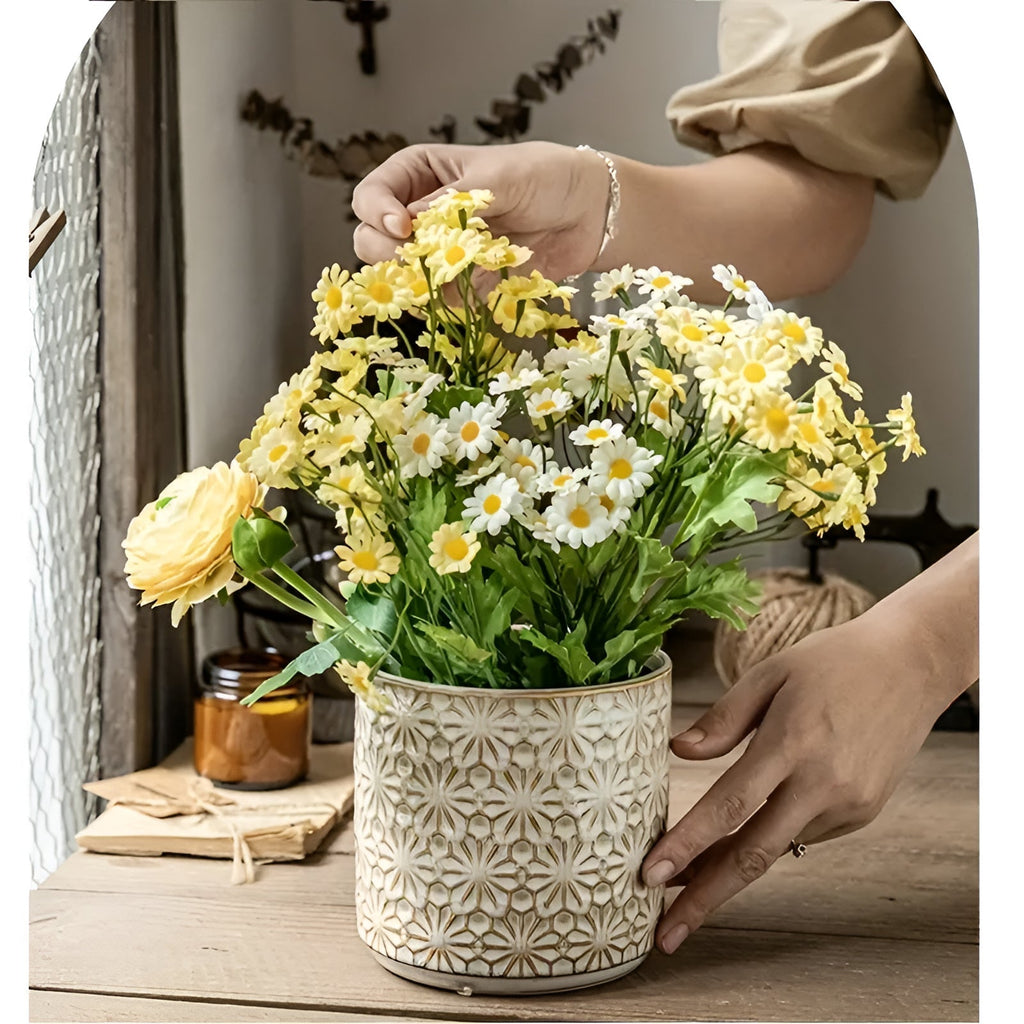 Pot à ustensiles en céramique fleuri