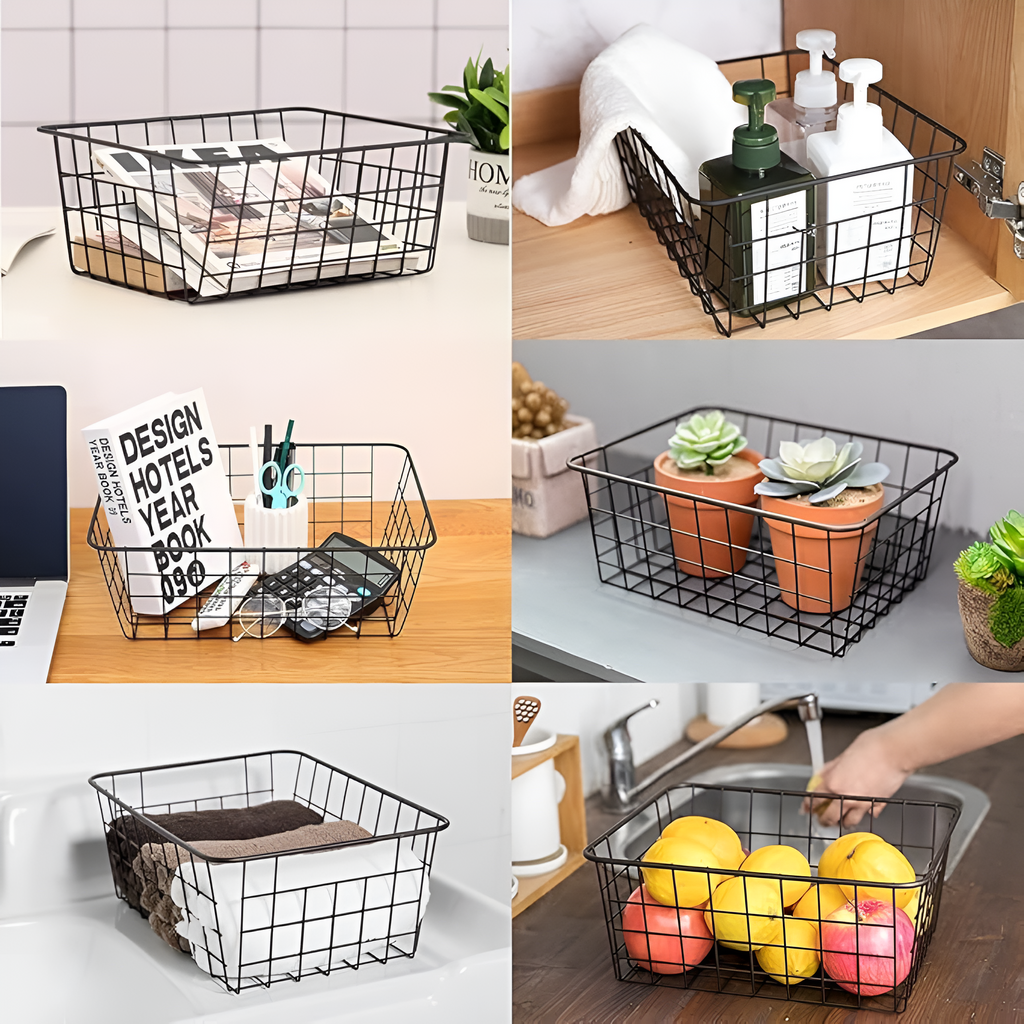 Panier de rangement en fil métallique élégant