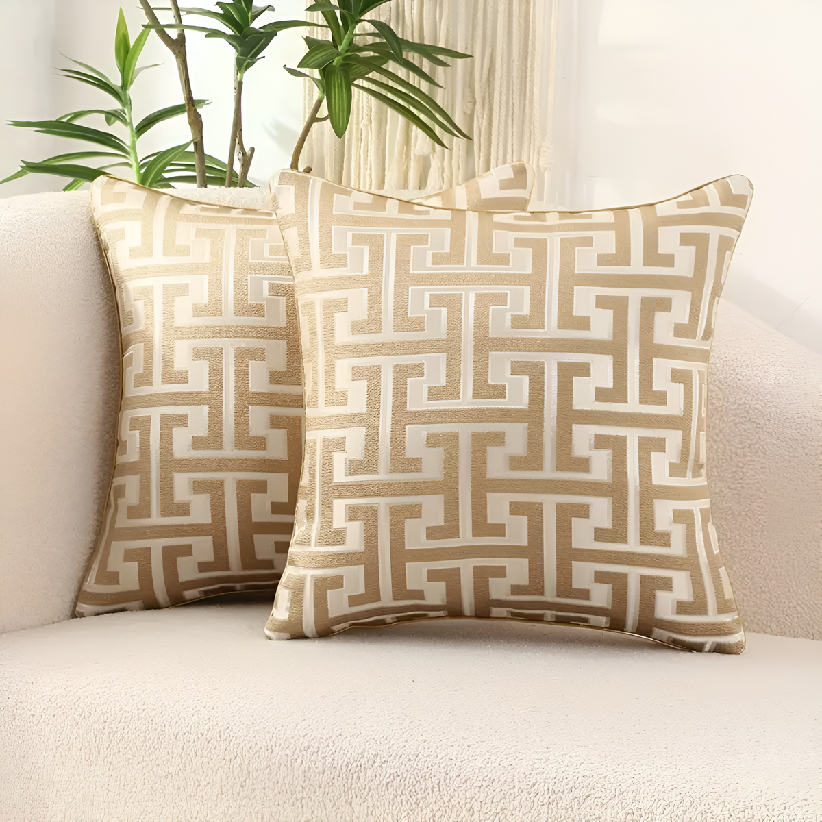 Housse de coussin jacquard géométrique