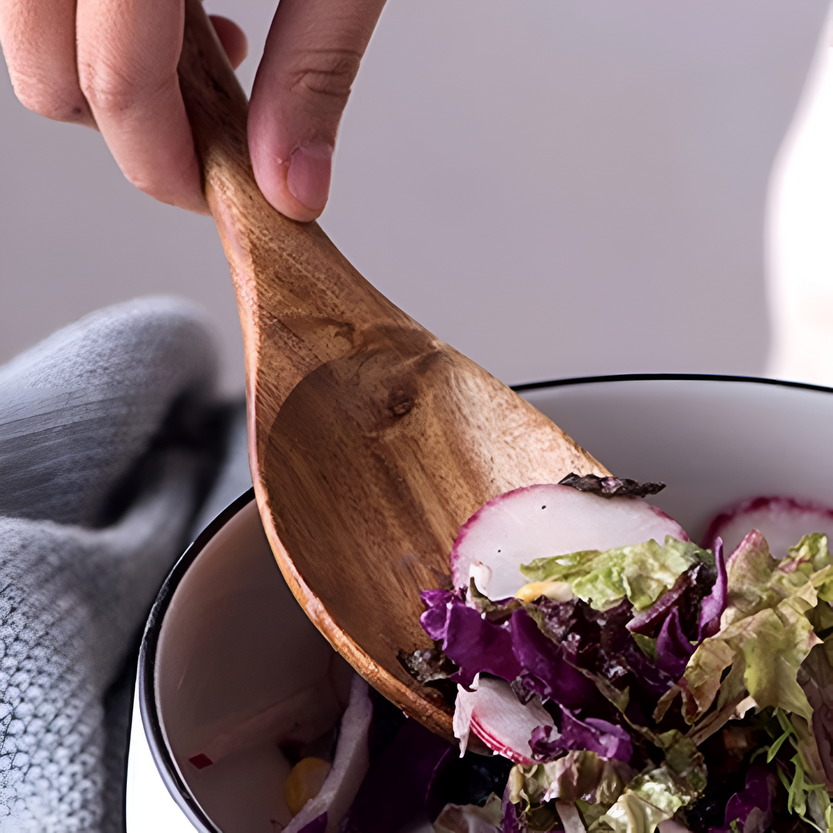 Set à salade en teck rustique | 2 pièces