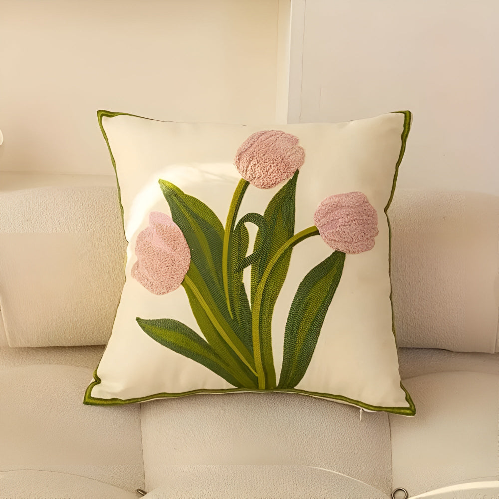 Housse de coussin tulipes en fleur