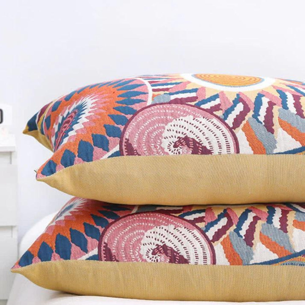 Taies d'oreiller en coton à boutons Nordic Sunburst (2 pièces)