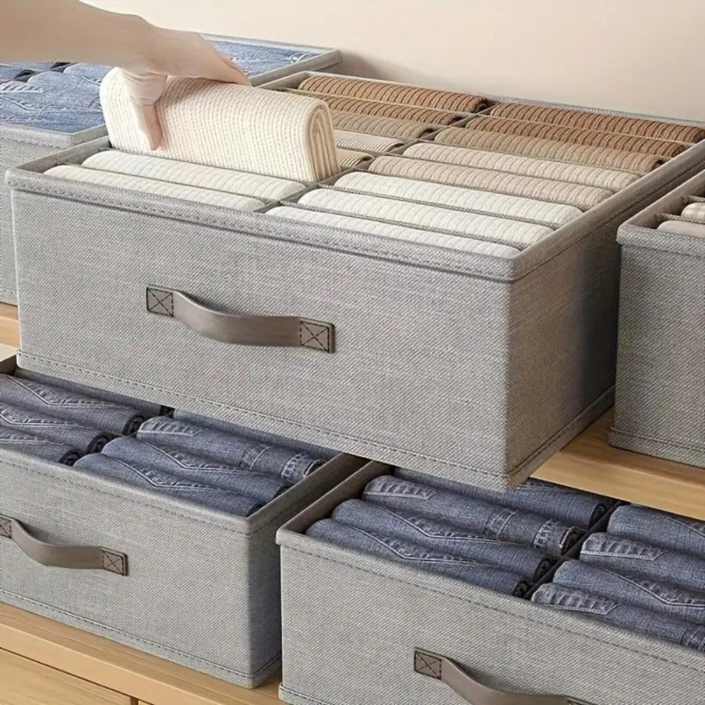Panier de rangement gris moderne en lin