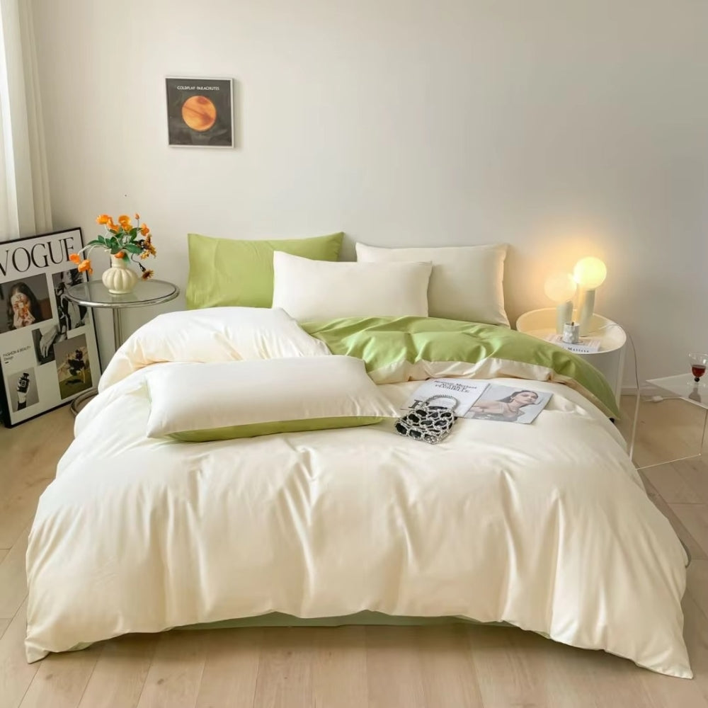 Parure de couette en coton Lustova | 3 pièces – Sauge Sable