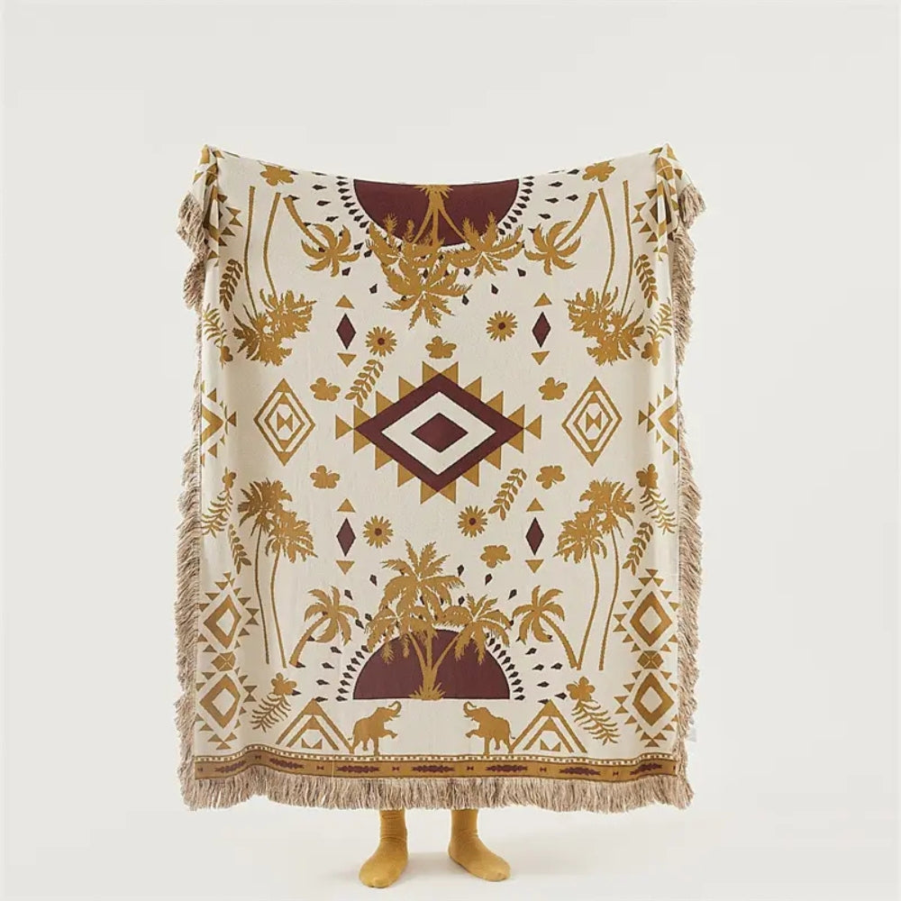 Plaid tricoté en coton géométrique boho Azura