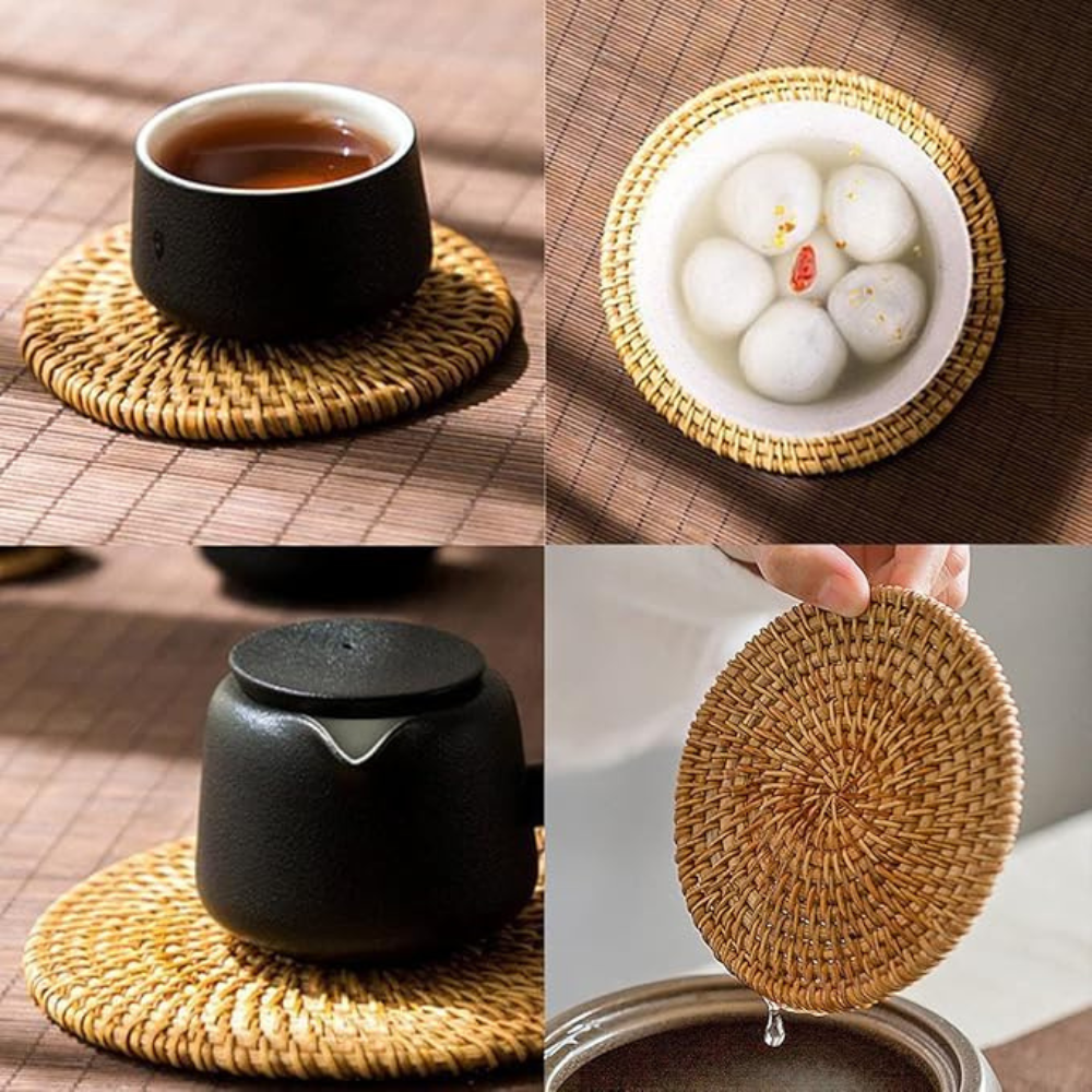 Sous-verres en rotin fait main | Lot de 6
