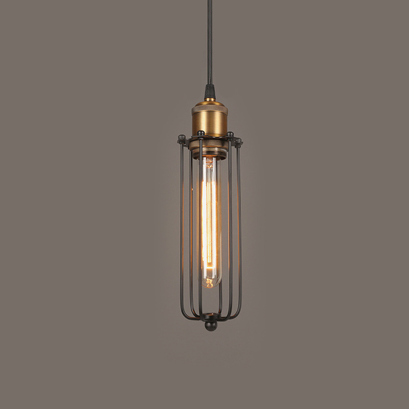 Suspension industrielle retro a grille metallique