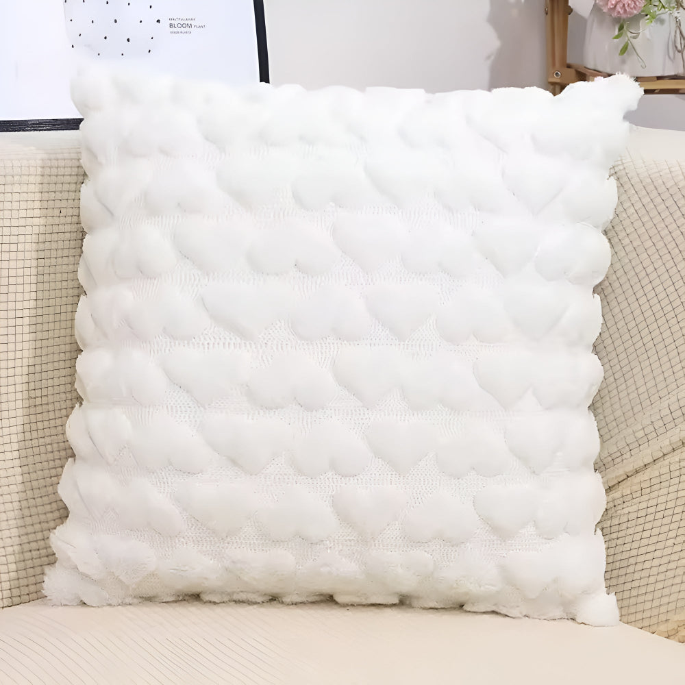 Housse de coussin cœur moelleuse