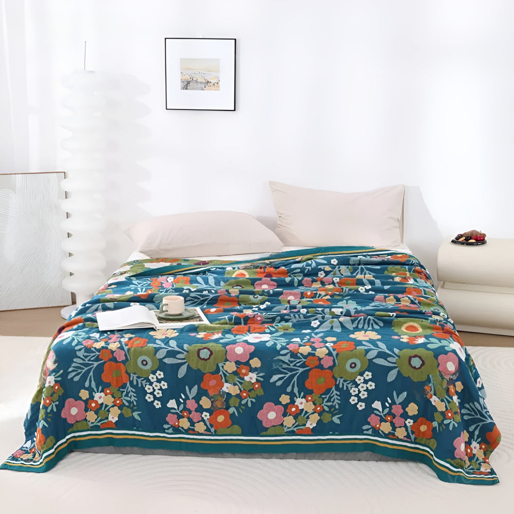 Plaid en coton fleurs des champs