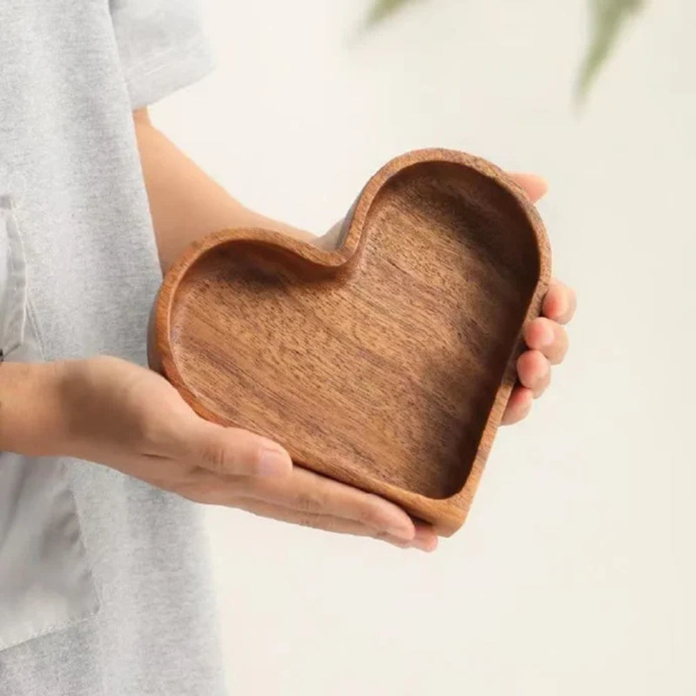Collection de plateaux à snacks cœur rustique | 4 pièces
