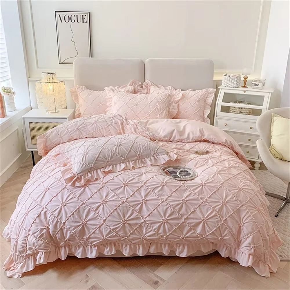 Parure de lit en coton à volants Belle | 4 pièces