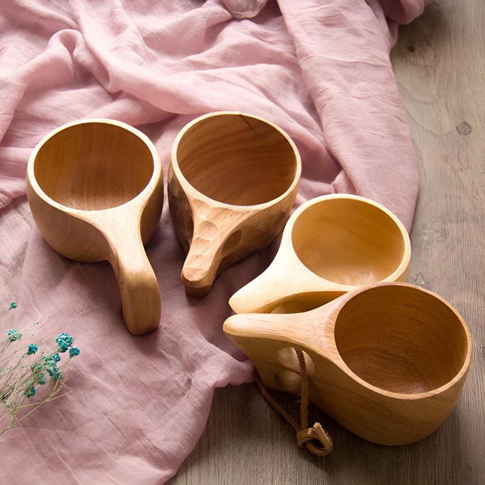 Collection de mugs artisanaux en hévéa – Edge