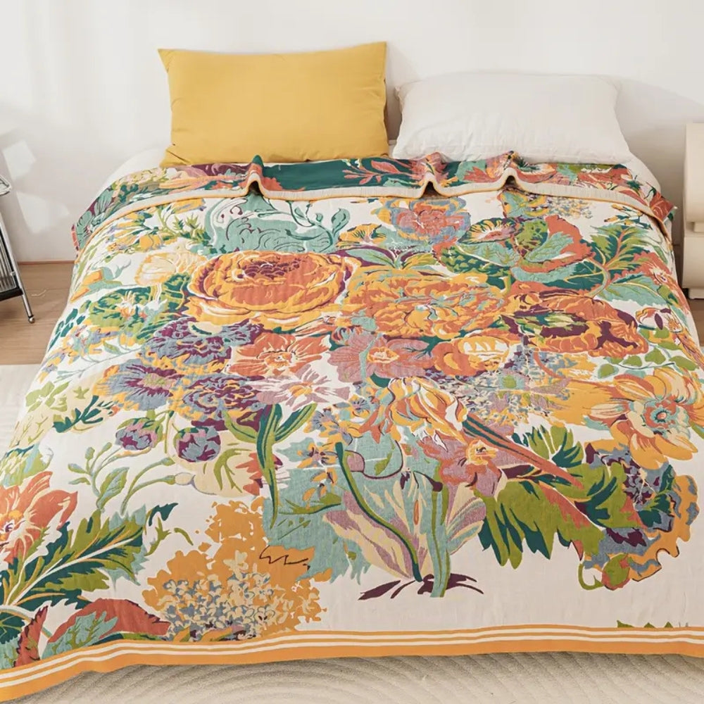 Plaid en coton fleuri Sienna – 79"x90.5"
