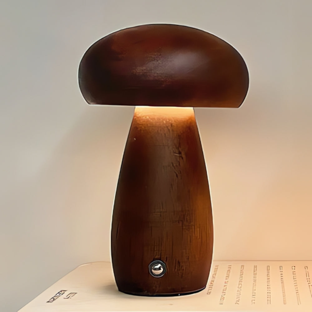 Lampe champignon en bois