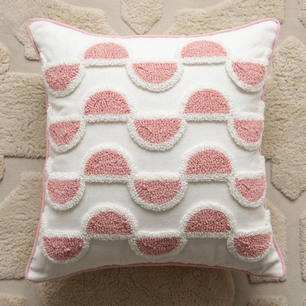 Coussins boho fleuris à pompons