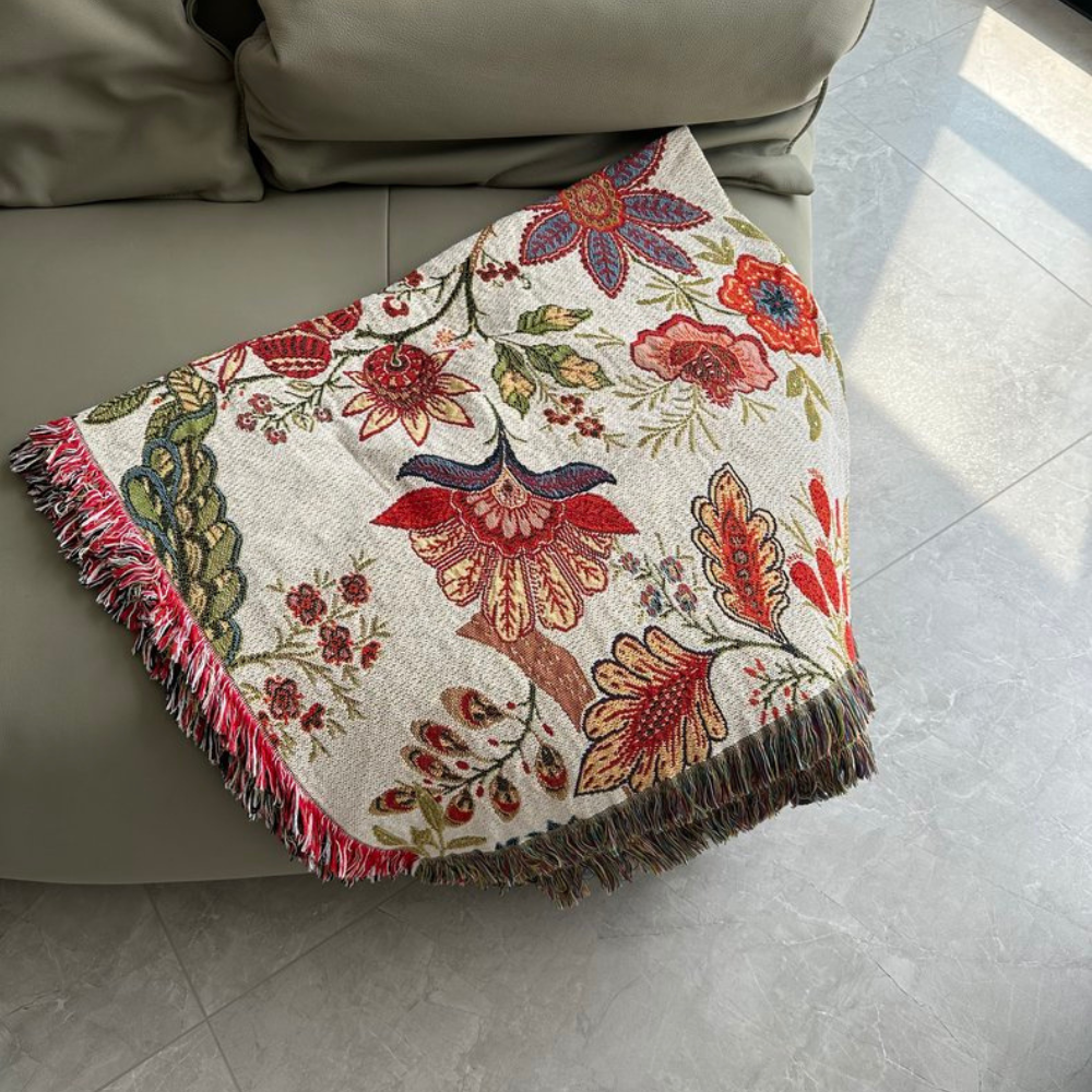 Plaid fleuri campagne chic