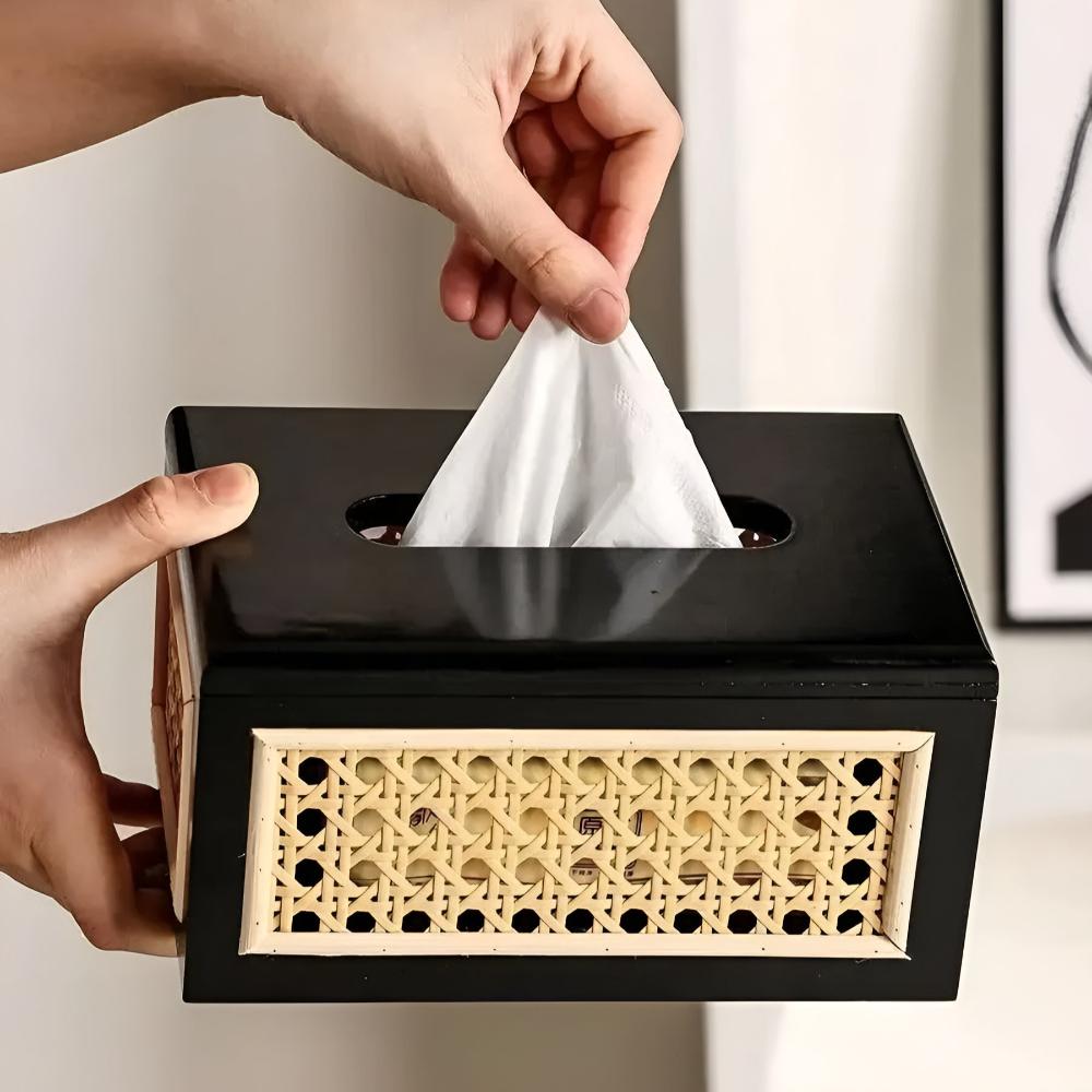 Boîte à mouchoirs japandi minimaliste – Noir