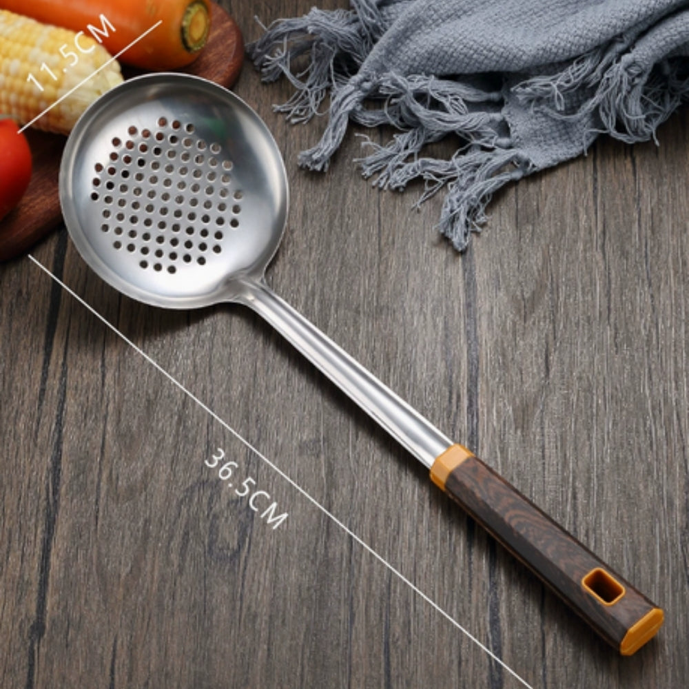 Ustensiles en inox effet bois | Lot de 6