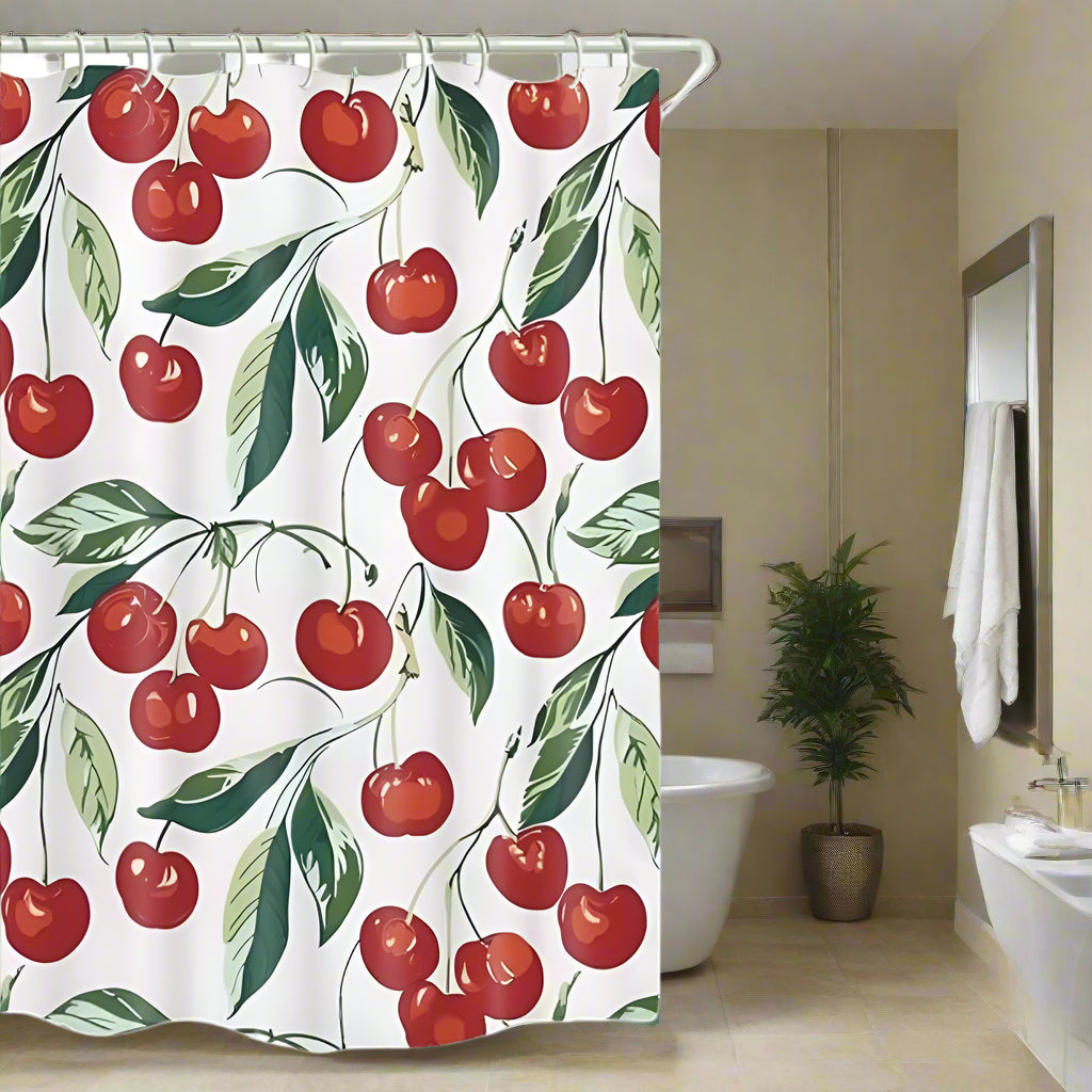 Rideau de douche cerises