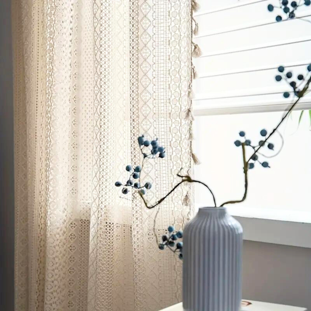 Rideau au crochet bohème chic